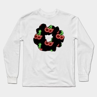 Cherry Scrunchie Sticker Long Sleeve T-Shirt